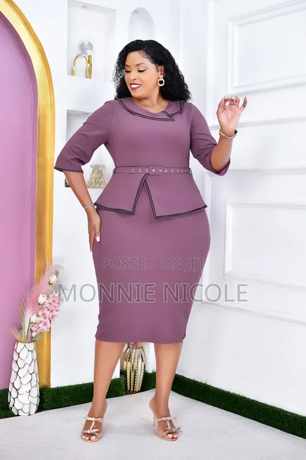 High Grade Blended Fabric Peplum Dress - 1