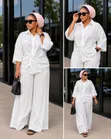 Set ya Palau Pants Nyeupe na Top (2pcs) - 1