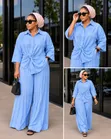 Set ya Palau Pants Nyeupe na Top (2pcs) - 2