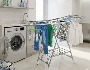 Modern Stainless Steel Laundry Rack with Wheels