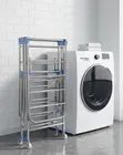 Modern Stainless Steel Laundry Rack with Wheels - 3