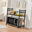 Black Metallic Microwave Shelf Rack - Kitchen Organizer - 1