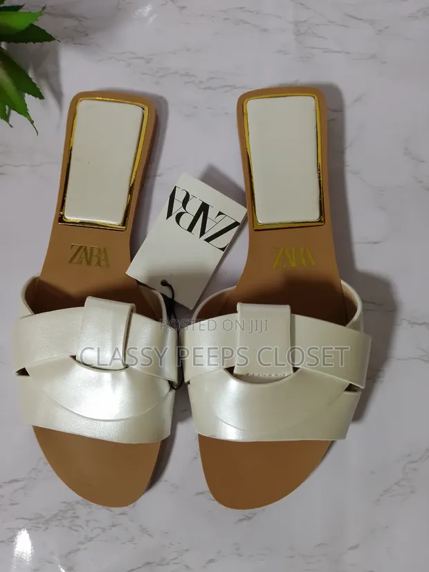 Sandali Nyeupe za Zara za Ngozi - Saizi 40-41 - 1