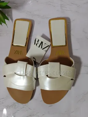 Sandali Nyeupe za Zara za Ngozi - Saizi 40-41