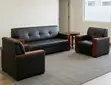 5-Seater Sofa - Modern Black Leather Living Room Set - 3