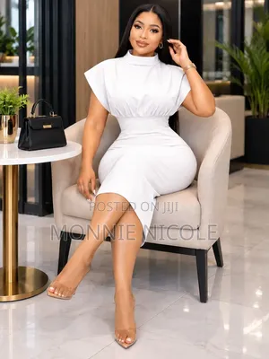 Elegant White Official Dress - Heavy Cotton