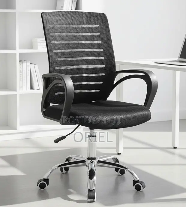 Ergonomic Mid-Back Mesh Office Chair - Black - 1