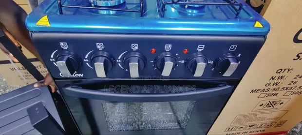 OLELON 50x55 Gas Cooker, 3 Gas Burners + 1 Hot Plate, Electric Oven - 1