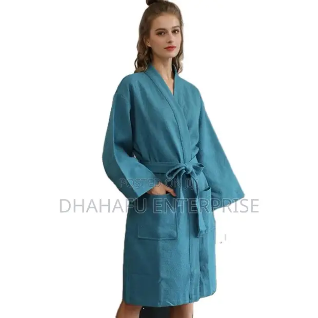 Koti la Kuoga la Pamba la Waffle - Laini, Linalonyeza Maji, Unisex XL - 1