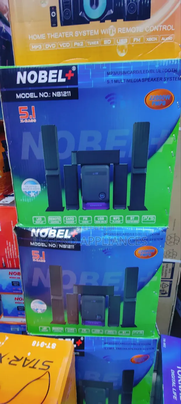 Nobel 5.1 NB1211 Multimedia Speaker Subwoofer - 22000W - 1