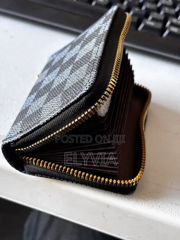 Blue Checkerboard Zip-Around Cardholder - 1