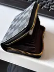 Blue Checkerboard Zip-Around Cardholder - 1