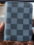 Blue Checkerboard Zip-Around Cardholder - 2
