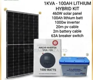 Amiza 1kva Hybrid Inverter System na 100Ah Lithium Battery & 460w Solar Panel