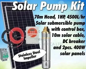 70m Head Submersible Pump Kit na 2x 400W Solar Panels