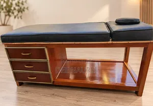 Kitanda cha Massage & Lash cha Mahogany cha Premium chenye Hifadhi