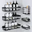 Set ya Vipande 6 vya Shower Caddy kwa Kuambata - Rafu ya Bafuni ya Kuunganisha Ukutani - 1