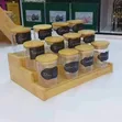 12-Piece Glass Spice Jar Set with Bamboo Stand - 1