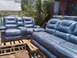 Nevy Blue Semi-Recliner Sofa - 1
