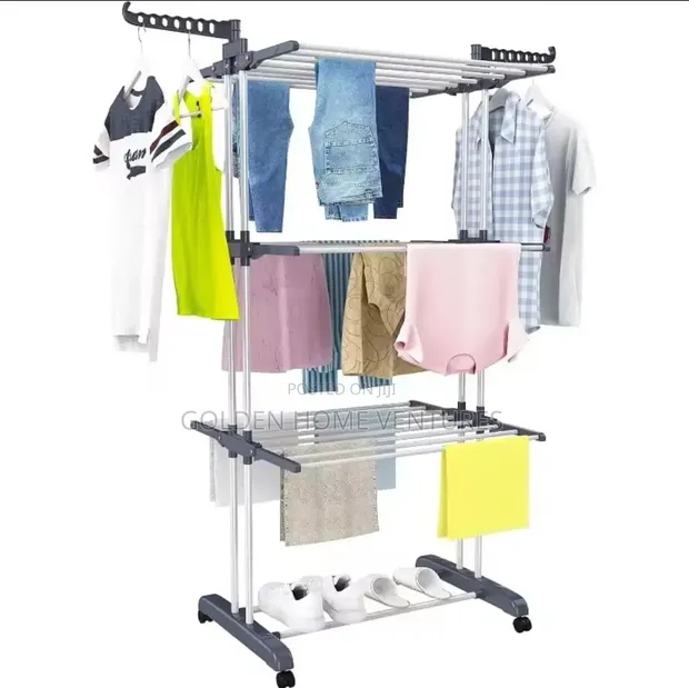 3-Tier Movable Clothes Drying Rack - 1