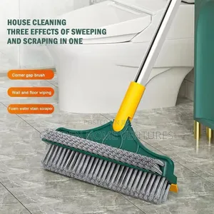 3-in-1 V-Shaped Floor Scrub Brush with Squeegee