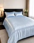Luxury Silk Duvet Cover Set 6x7ft with Lace Trim - 2
