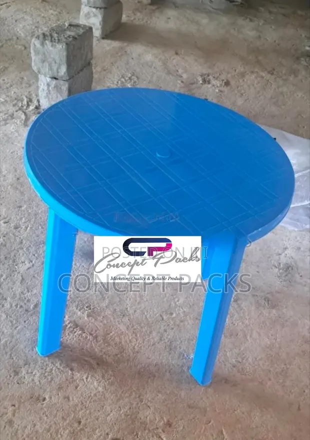 Meza ya Plastiki ya Raundi ya Bluu ya Bustani - 1