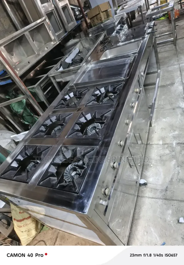 Stainless Steel 6-Burner Gas Cooker with Fryer & Griddle - 1