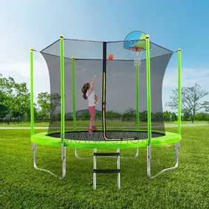 10ft Lime Green Garden Trampoline - Kids Bouncer