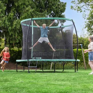 12ft Lime Green Garden Trampoline - Large Outdoor Kids Bouncer