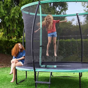 12ft Green Outdoor Trampoline - Kids Garden Play Equipment