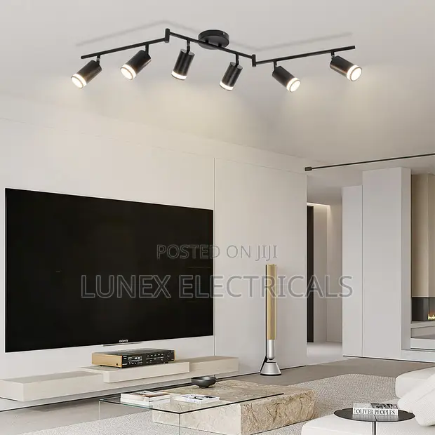 6-Head GU10 Adjustable Swivel Iron Ceiling Lamp - 1