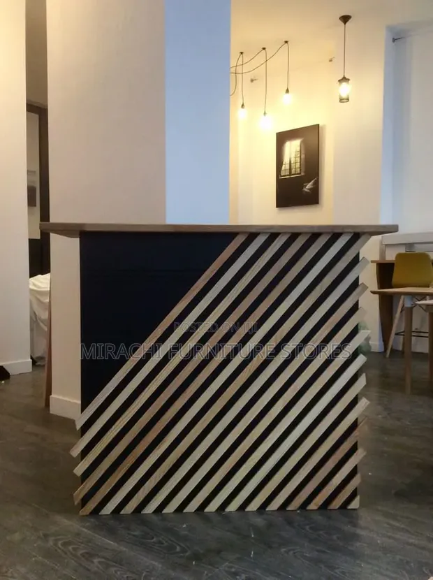 Black Stripes Reception Desk - 1