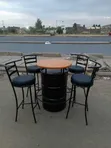 Custom Drum Table with 4 Bar Chairs - 1