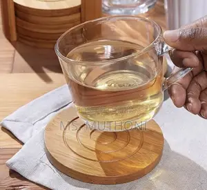 6PCS Eco-Friendly Round Bamboo Coaster Set