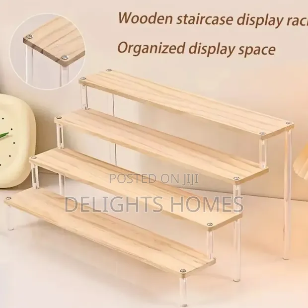 4-Tier Wooden & Acrylic Perfume Display Stand - 1