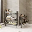 3-Tier Wall-Mounted Kitchen Storage Rack - Grey - 1