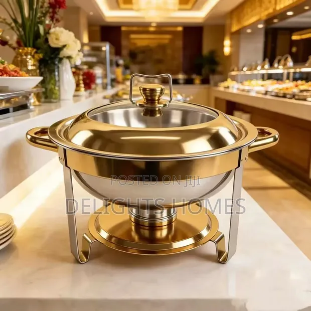 Chafing Dish ya Chuma cha Kutuo cha Lita 6 ya Mviringo - 1