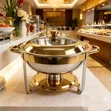 Chafing Dish ya Chuma cha Kutuo cha Lita 6 ya Mviringo - 1
