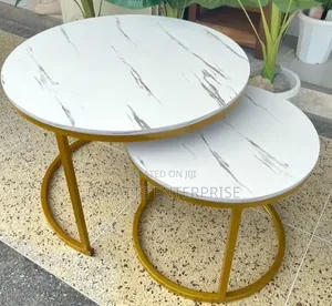 White Marble-Effect Nesting Coffee Table - Brand New