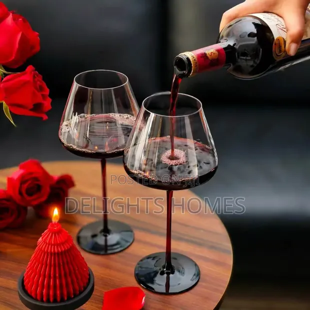 Premium Burgundy Crystal Wine Glasses - Set of 2 - 1
