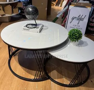 Modern Luxury 2-in-1 Marble Nesting Tables - Black Stand