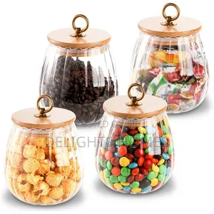 Elegant Ribbed Glass Storage Jar with Bamboo Lid