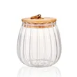 Elegant Ribbed Glass Storage Jar with Bamboo Lid - 2