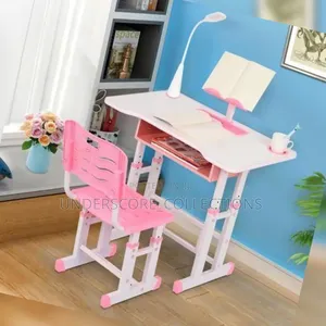Height Adjustable Kids Study Desk & Chair Set with LED Lamp
