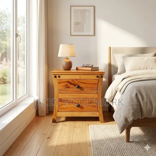Solid Hardwood 2-Drawer Bedside Table / Nightstand - 1