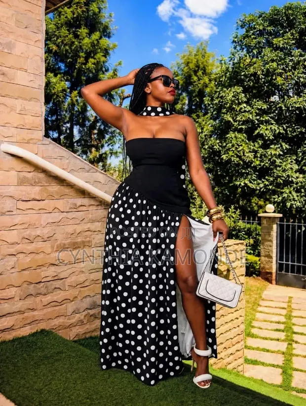 Polka Dot Strappy Bell Sleeve Dress - 1