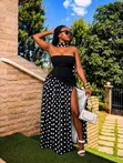 Polka Dot Strappy Bell Sleeve Dress - 1