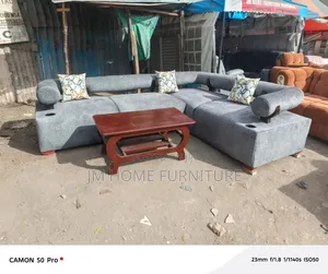 Sofa ya Kisasa ya L-Shape, Inaketi Watu 6 na Magodoro ya Spring
