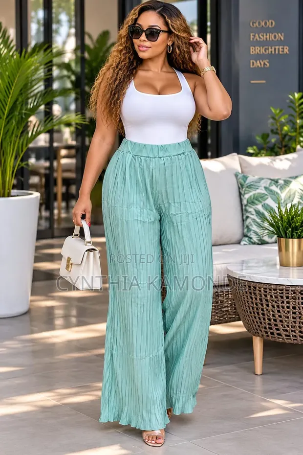 Pleated Palazzo Pants - 1